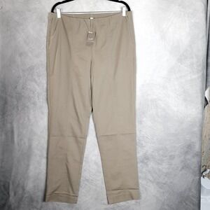 J Jill Essential Cotton Stretch Pants Womens 14 Tall Macchiato Khaki Casual